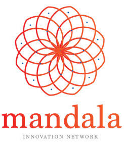 Mandala Innovation Network logo featuring geometric red flower pattern with overlapping circles and dots.