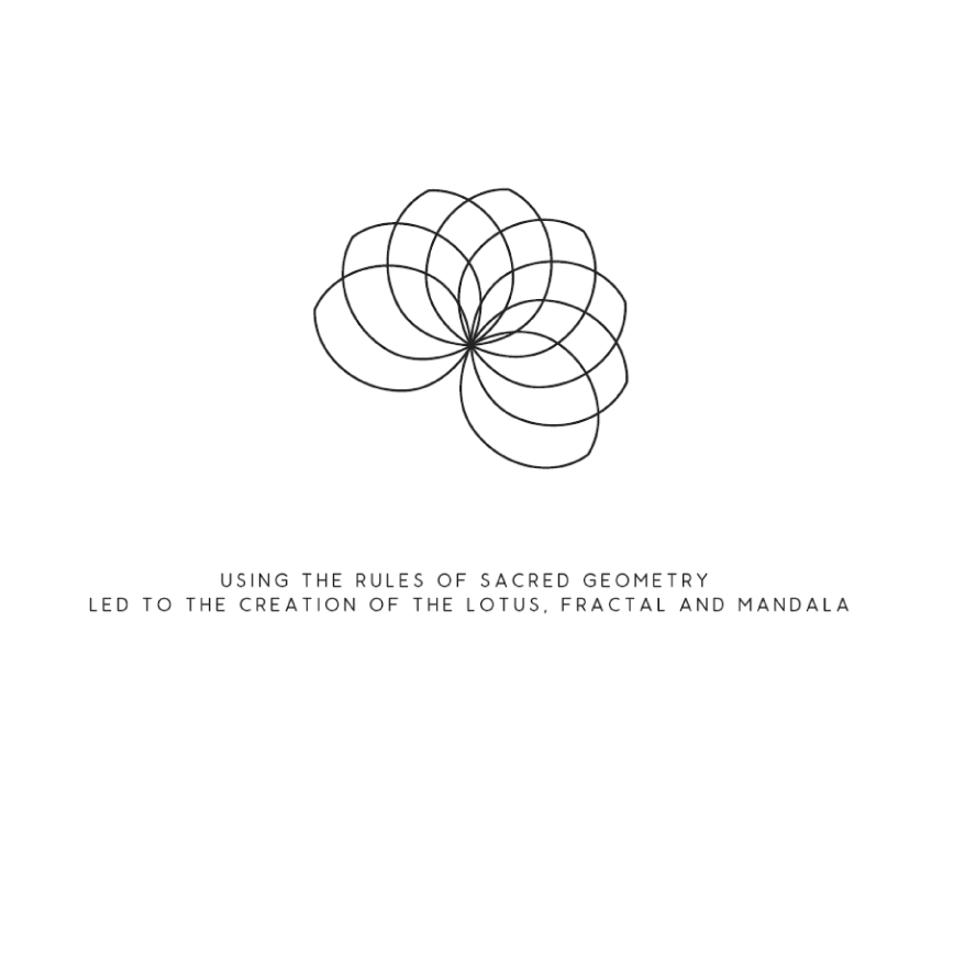 Sacred geometry logo design showing lotus flower and mandala pattern created from overlapping circles.