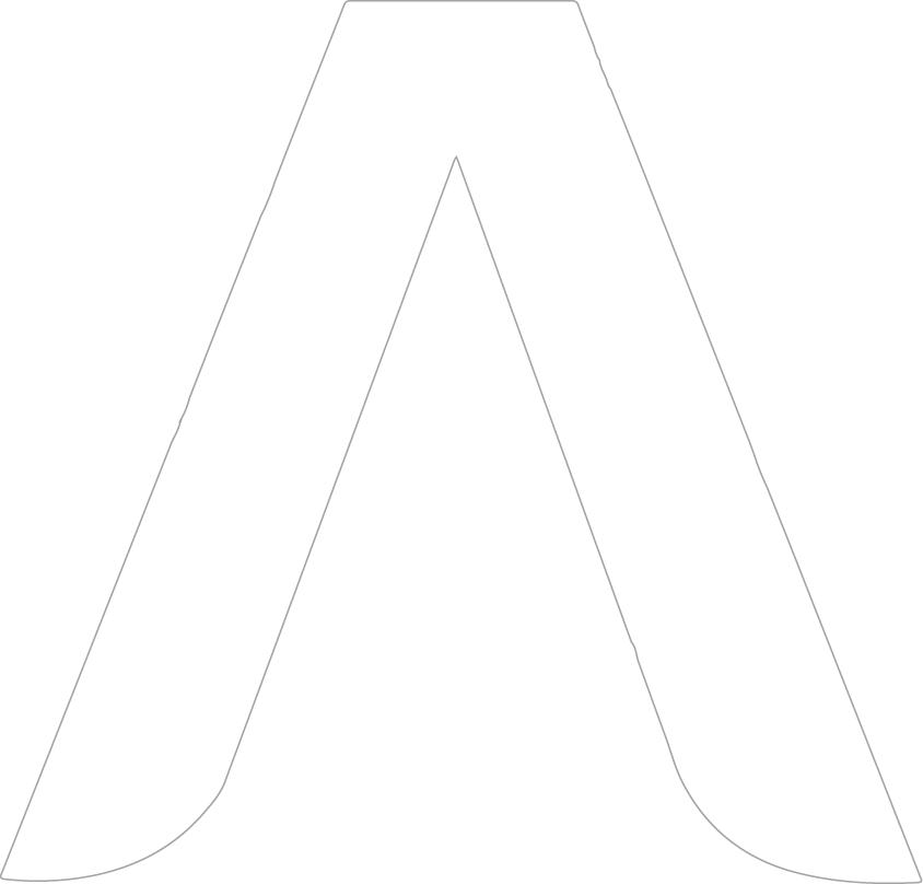 Simple outline illustration of a large, stylized letter "A" on a white background.