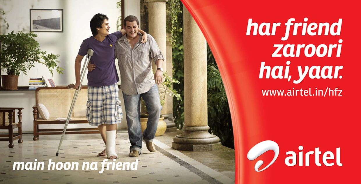 Airtel 'Har Ek Friend Zaroori Hota Hai' campaign image.